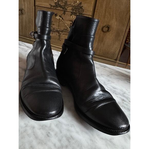 Balenciaga Black Leather Papier Chelsea Ankle Boots - Picture 1 of 4